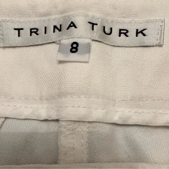 Trina Turk White Cropped Pants Size 8 Cotton Stretch Tailored Made in USA - Picture 7 of 7